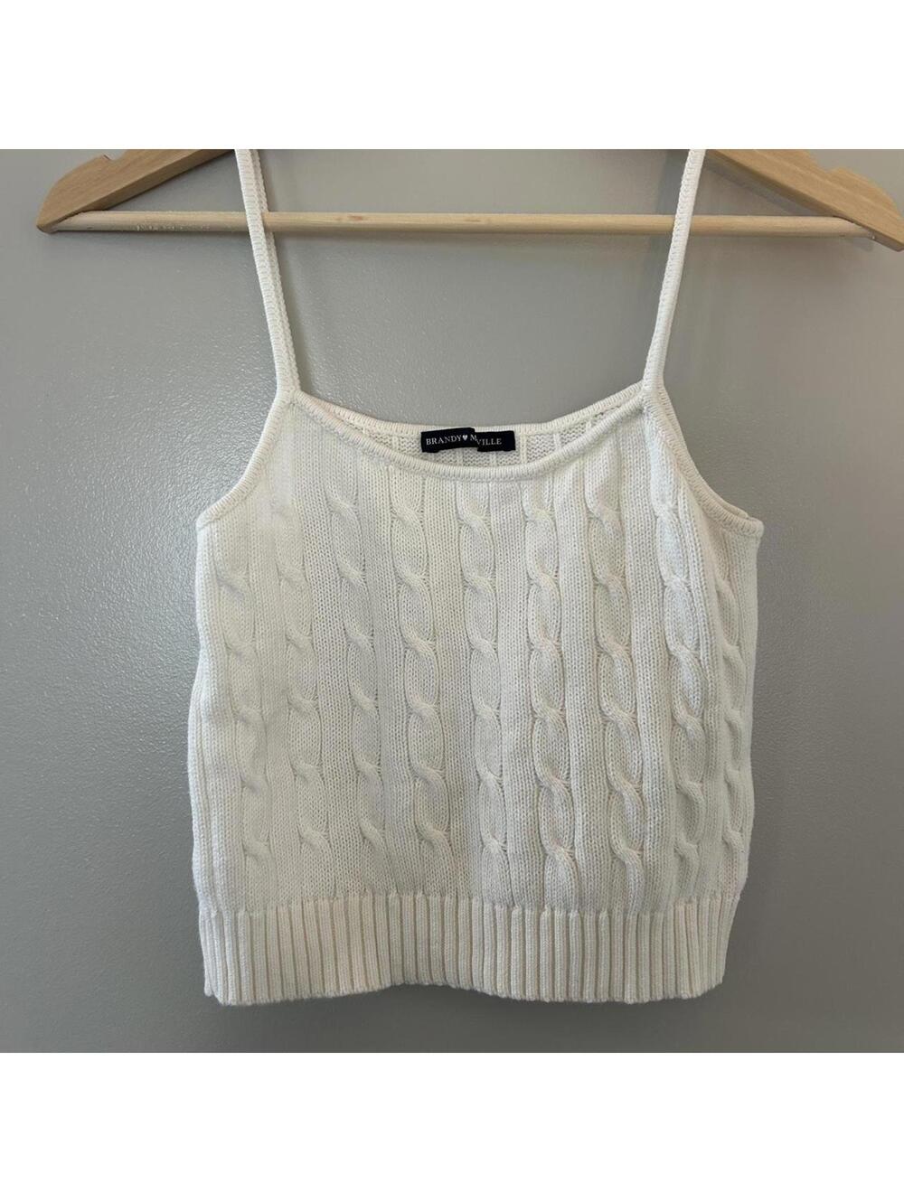 Brandy Melville white cable knit tank top